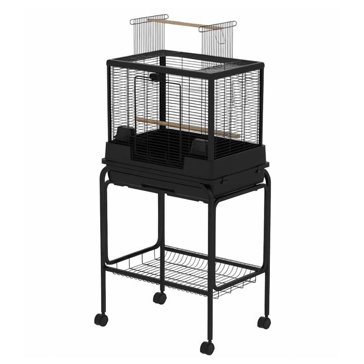 Vogelkooi Ceasar M Zwart met Standaard
