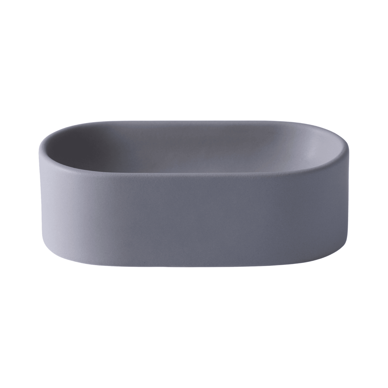 Quapas! Ovaler Keramik Futter- und Trinknapf Hellgrau