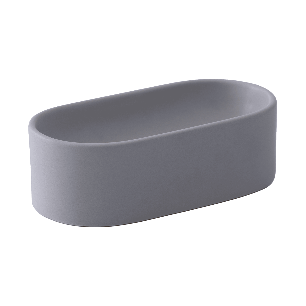 Quapas! Ovaler Keramik Futter- und Trinknapf Hellgrau