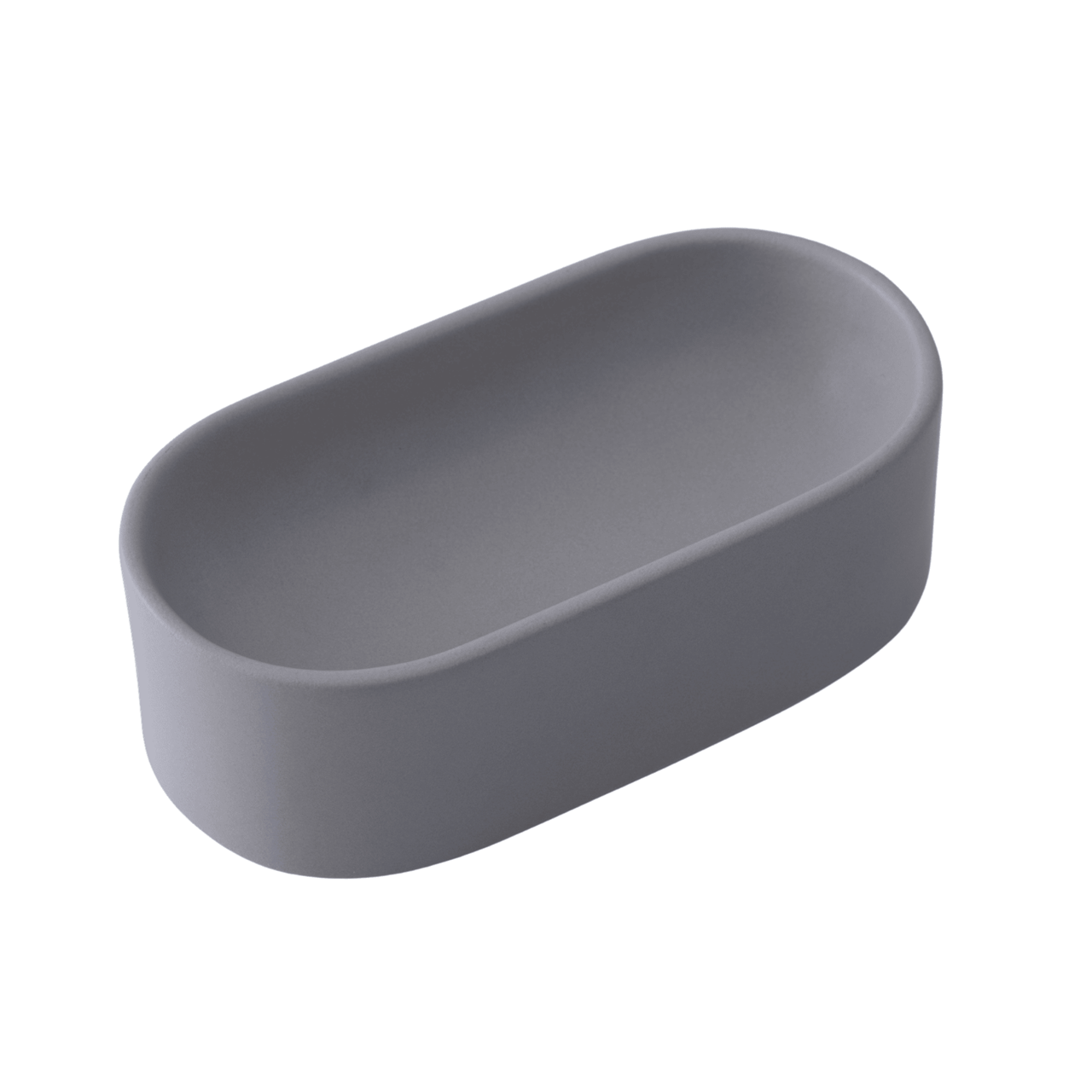 Quapas! Ovaler Keramik Futter- und Trinknapf Hellgrau