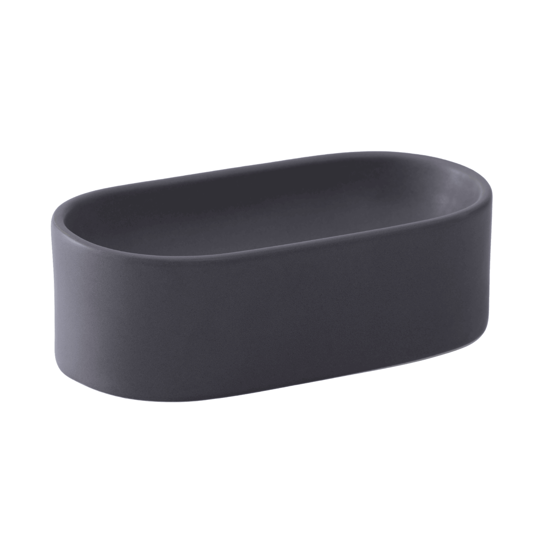 Quapas! Ceramic Oval Food & Water Bowl Dark Grey