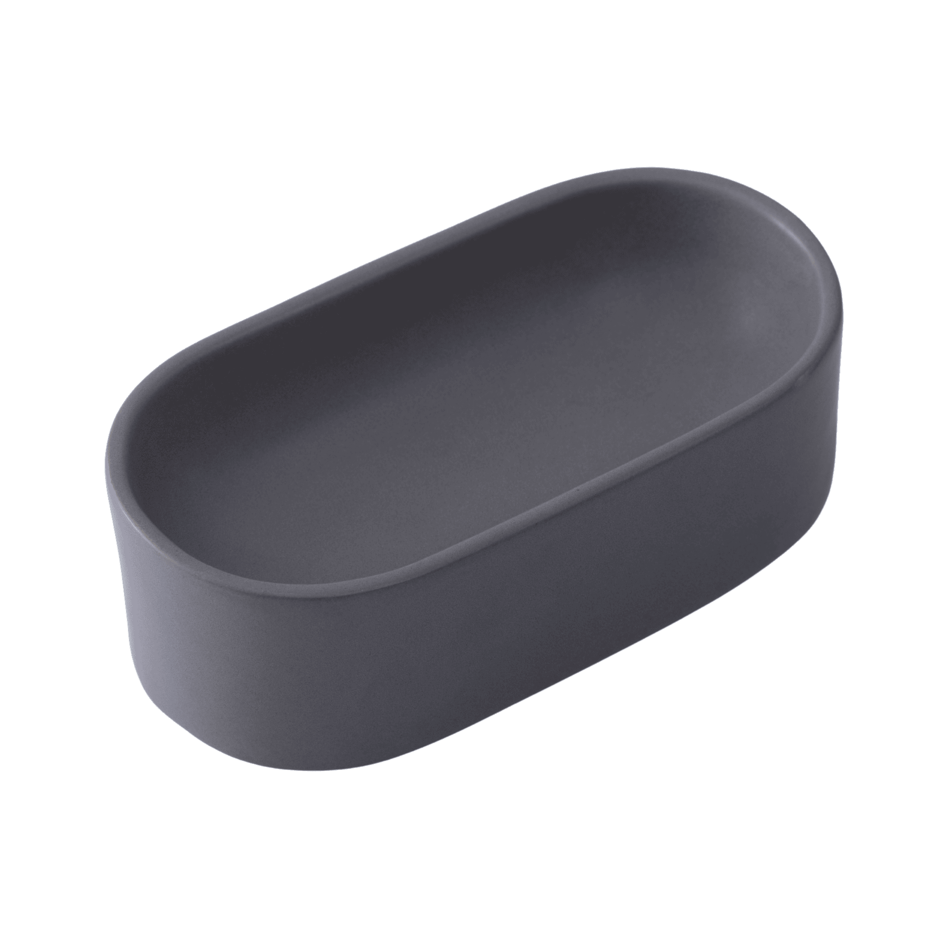 Quapas! Ceramic Oval Food & Water Bowl Dark Grey