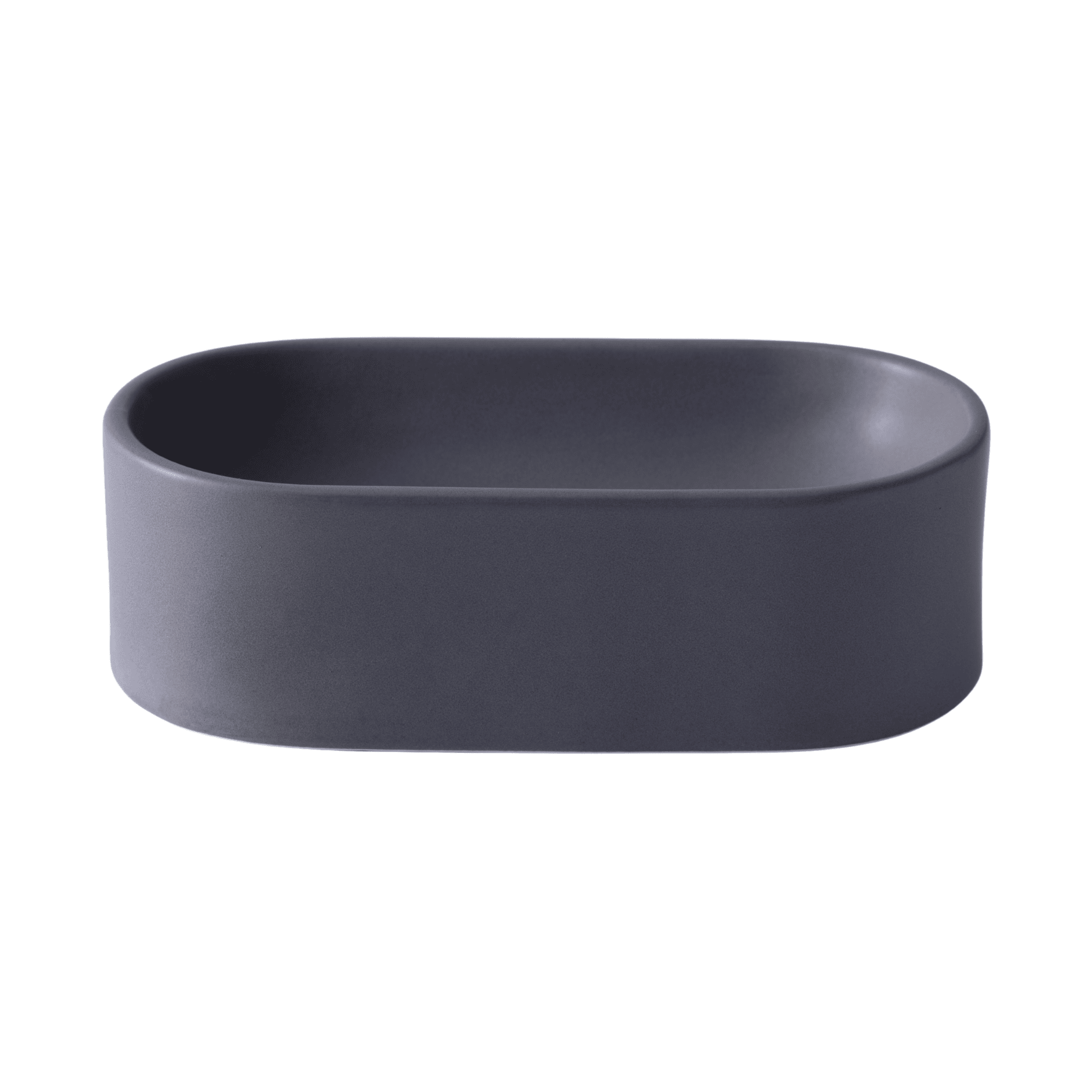 Quapas! Ceramic Oval Food & Water Bowl Dark Grey