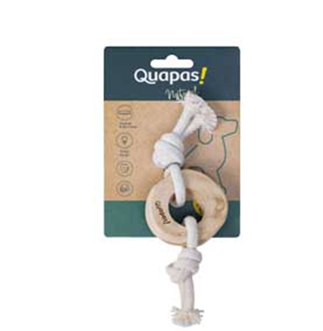 Quapas! Coffee Wood Dog Toy Knotted Pull Ring