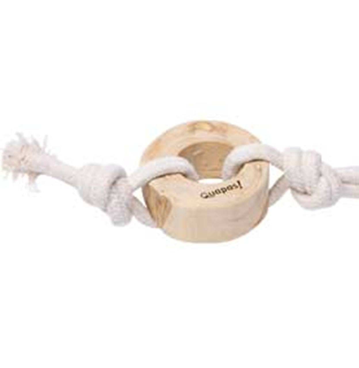 Quapas! Coffee Wood Dog Toy Knotted Pull Ring