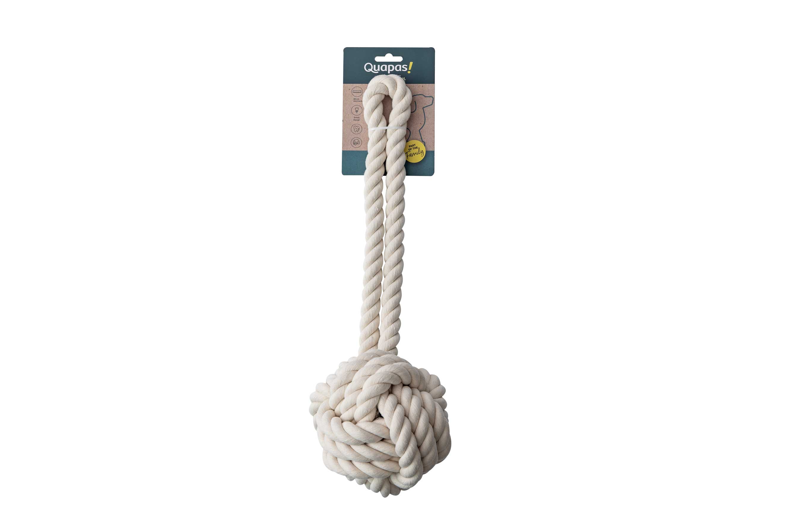 Quapas! Hundespielzeug Seil M Ball 15cm natur