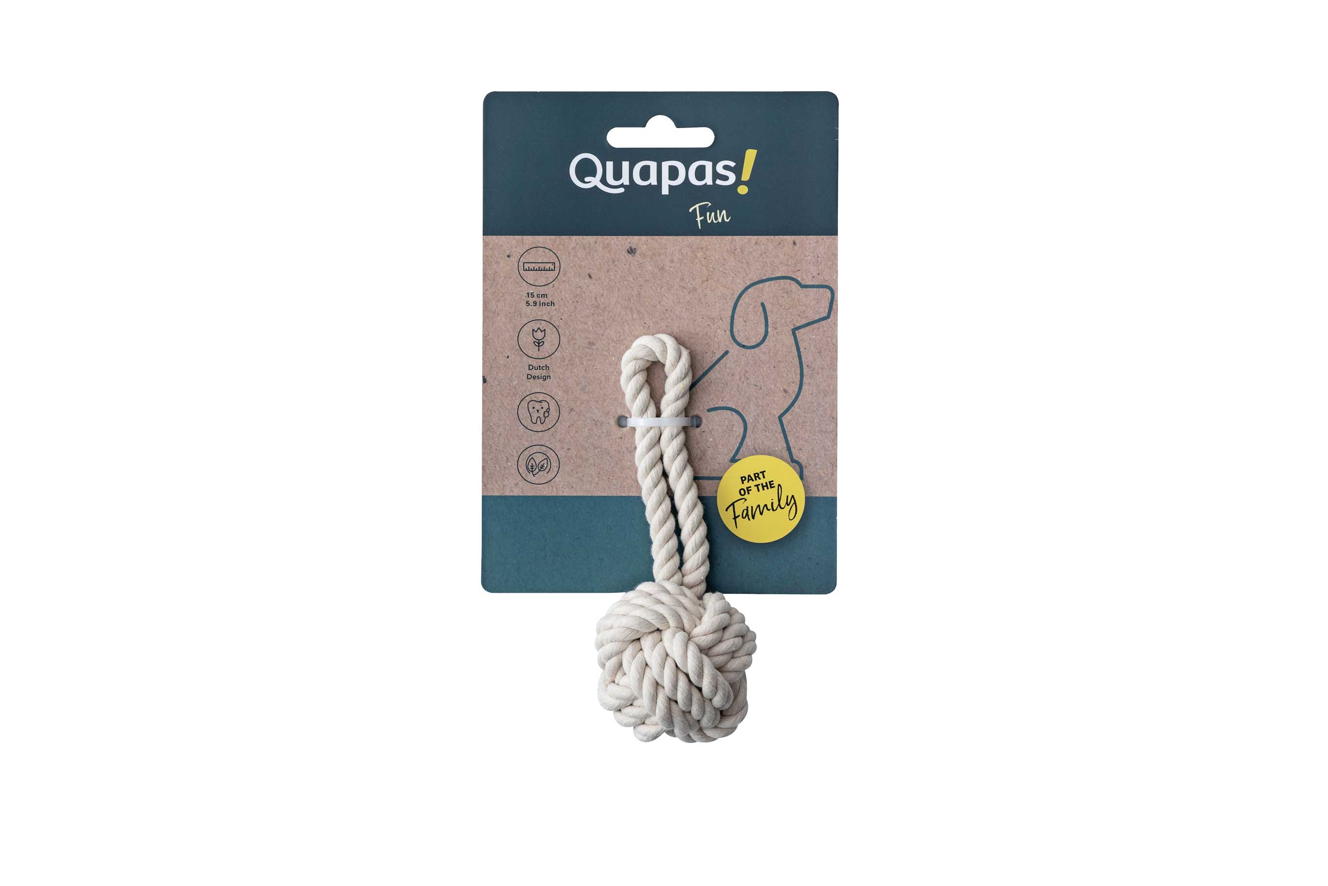 Quapas! Hundespielzeug Seil M Ball 15cm natur