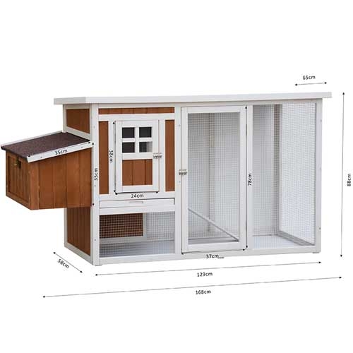 Kippenhok Mansion wit/bruin