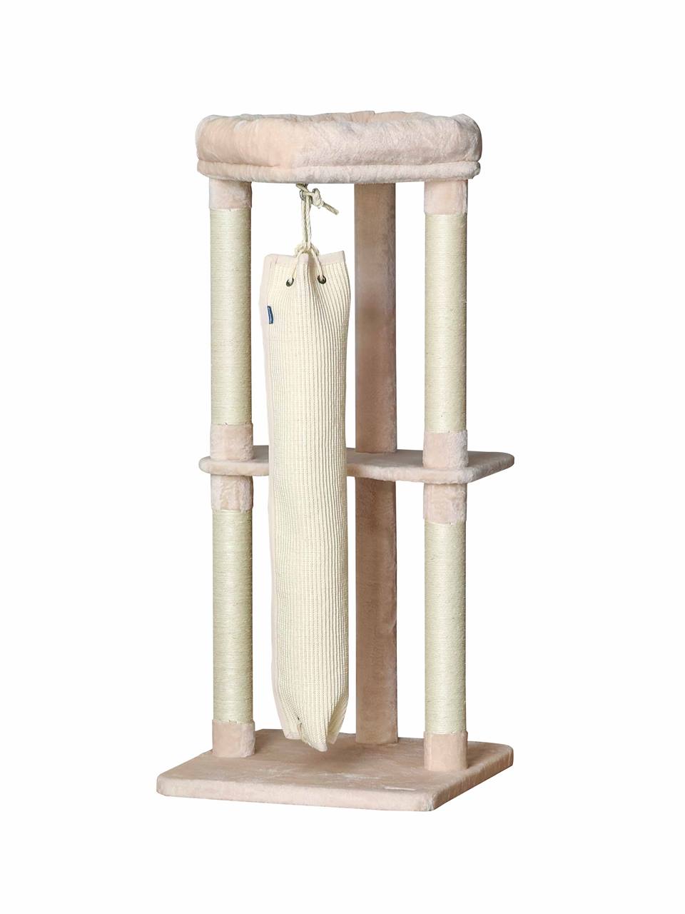 Quapas ! Grattoir chat 60*60*136 sac d’escalade sur poteau beige