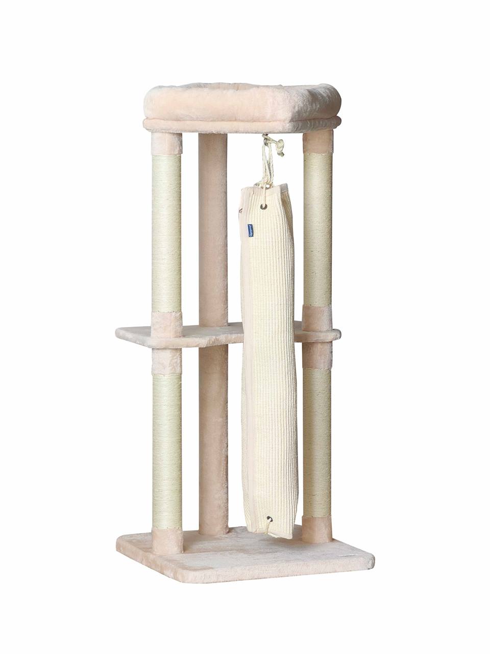 Quapas ! Grattoir chat 60*60*136 sac d’escalade sur poteau beige