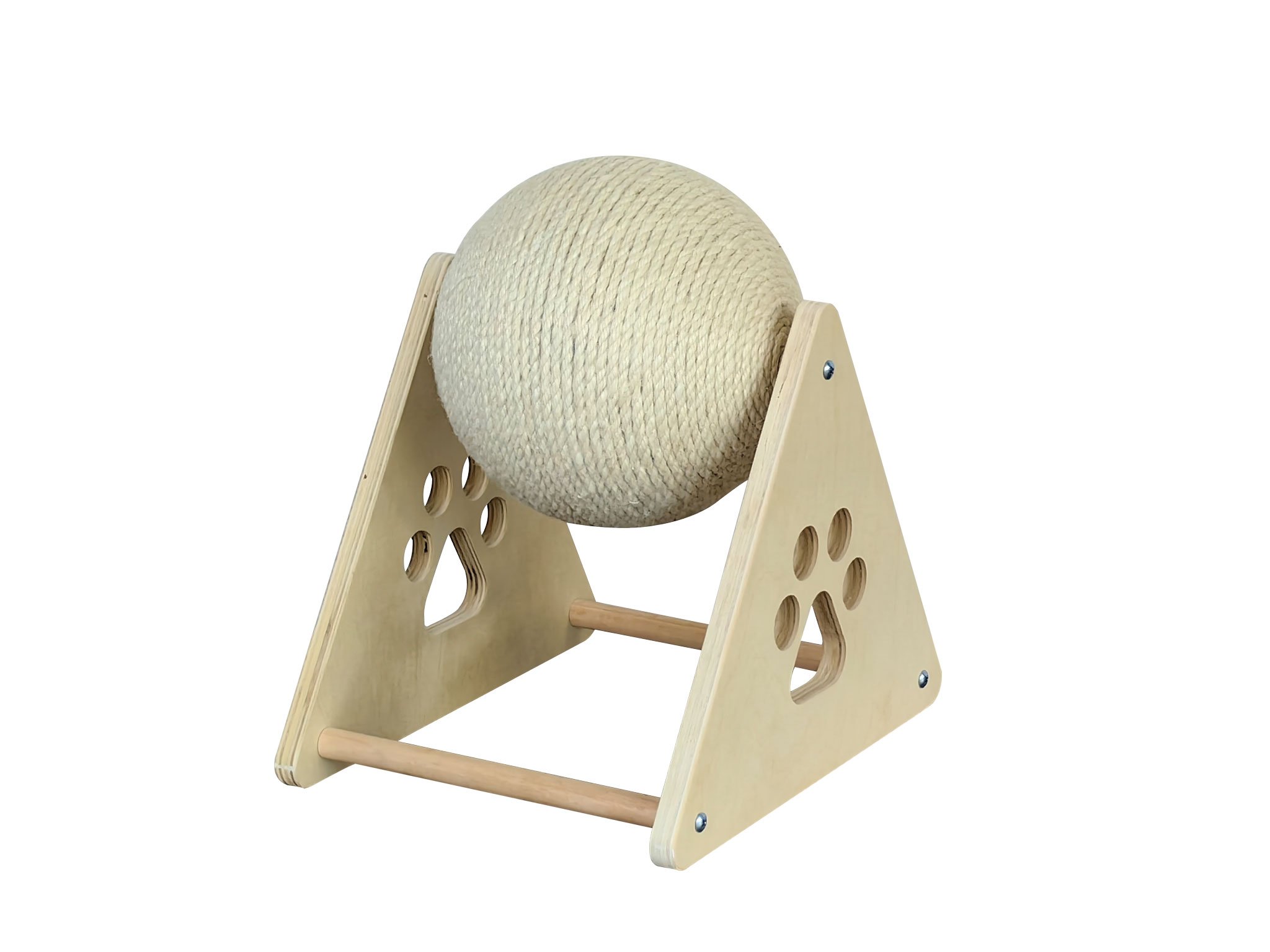 Quapas ! Chat griffonnant boule de jute blanche