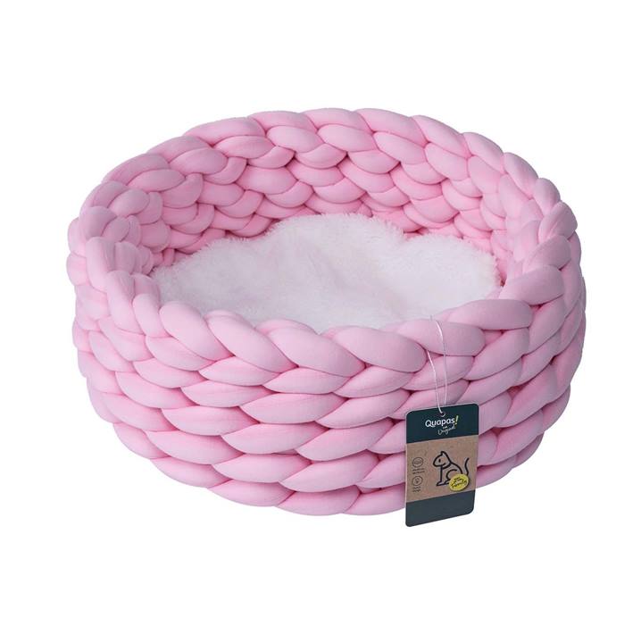 Quapas! Cat bed woven pink