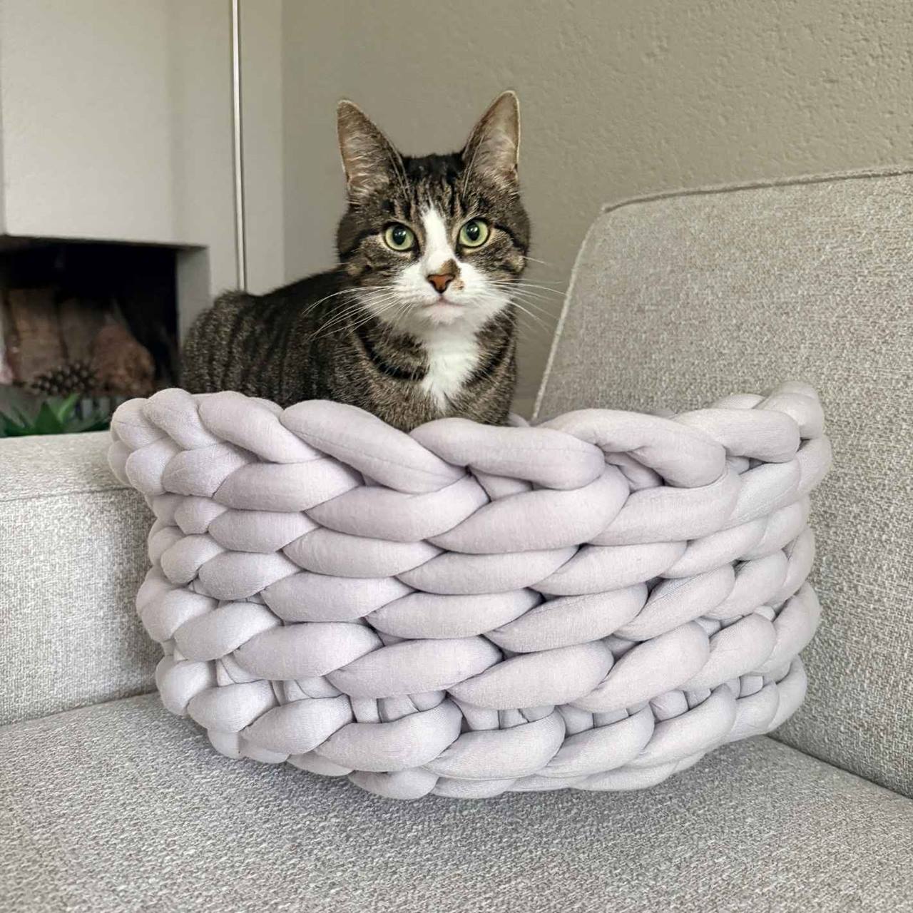 Quapas! Kattenmand geweven grijs