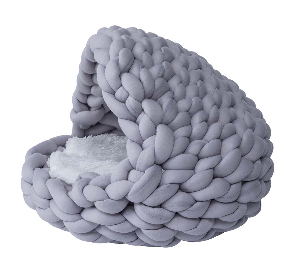 Quapas! Cat bed woven iglo Grey