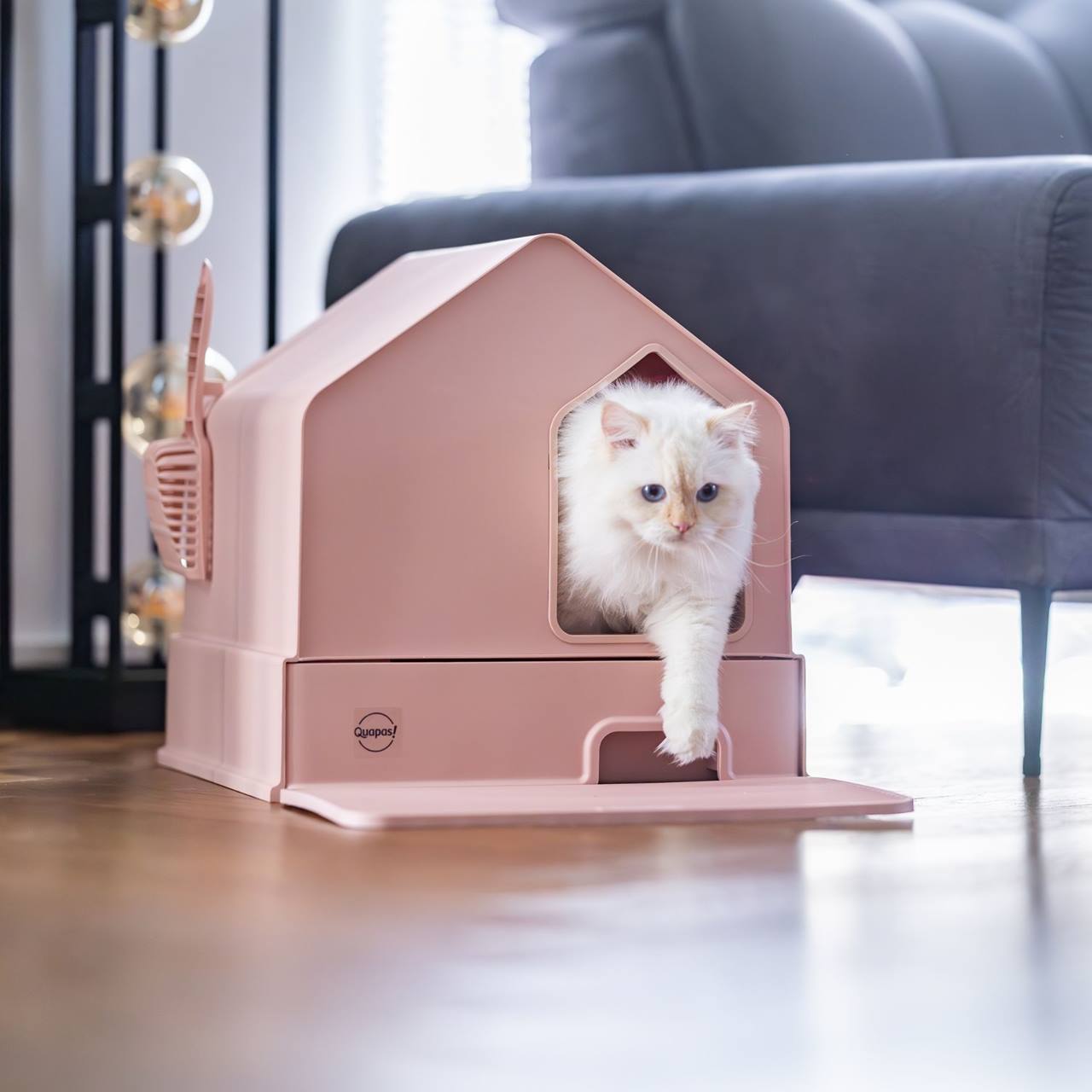 Quapas! Cat litter house Soft pink