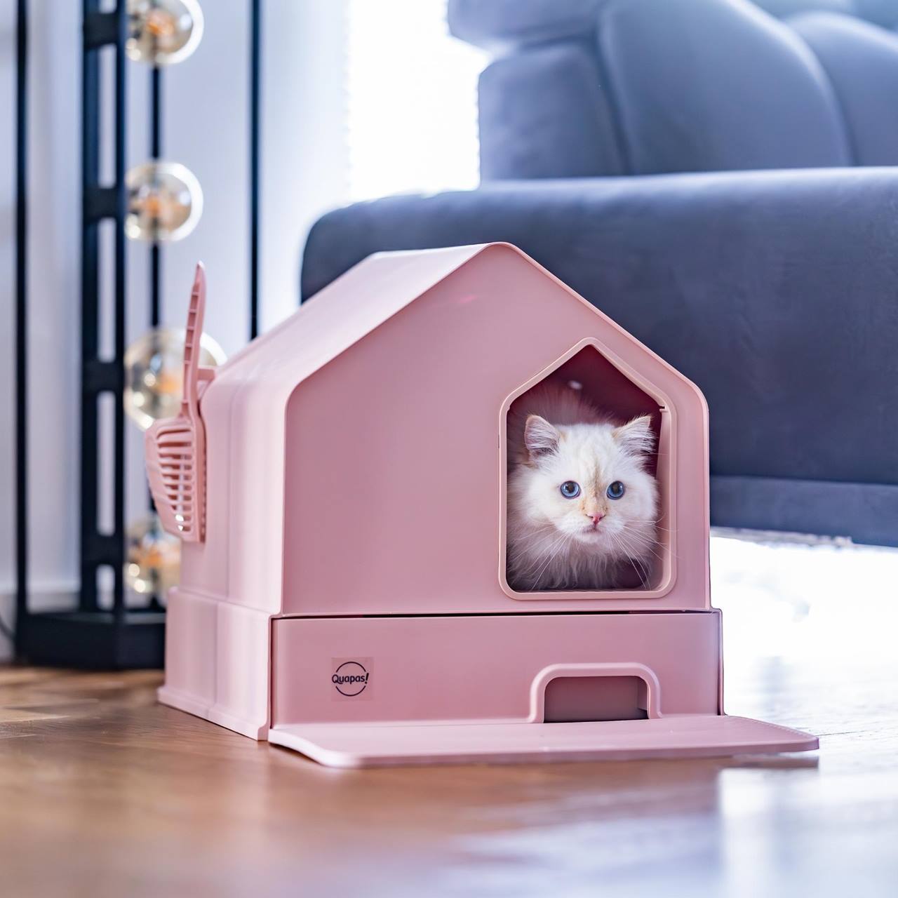 Quapas! Cat litter house Soft pink