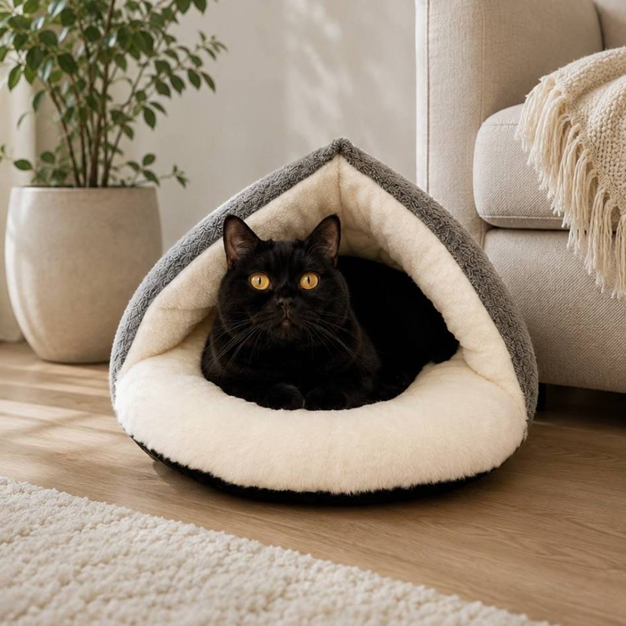 Grey Slipper Cat Bed