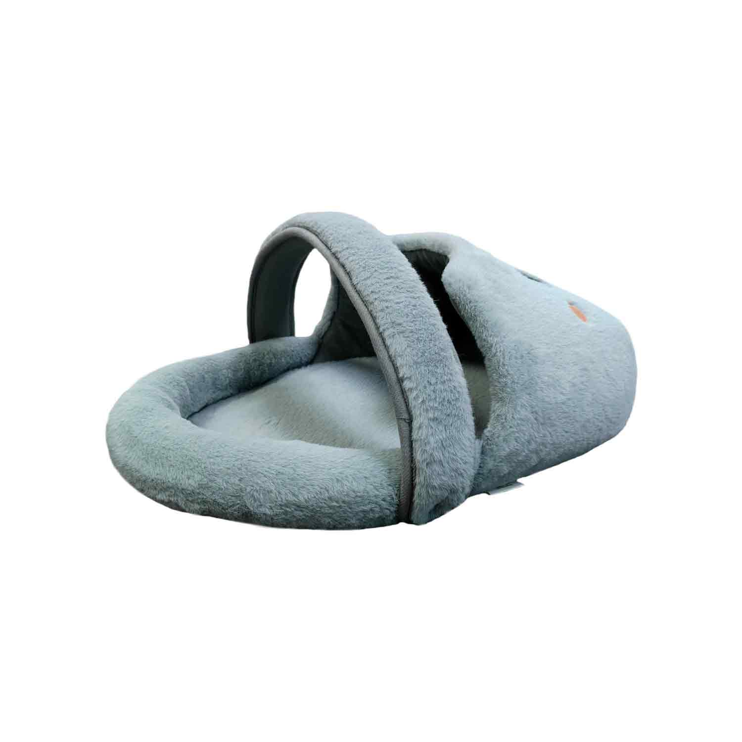 Grey Plush Slipper Cat Bed