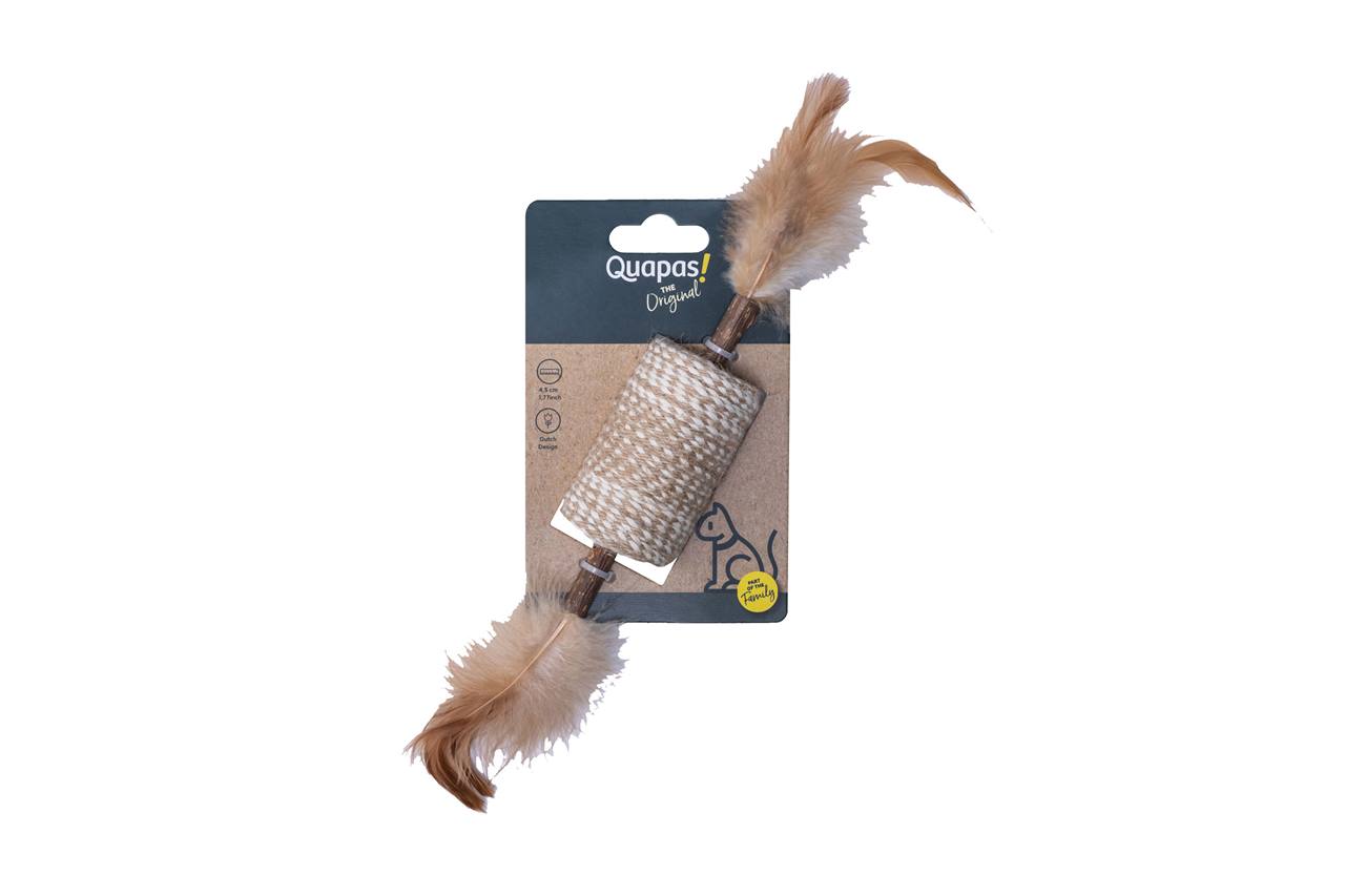 Quapas! Cat toy Barrel stick with feathers