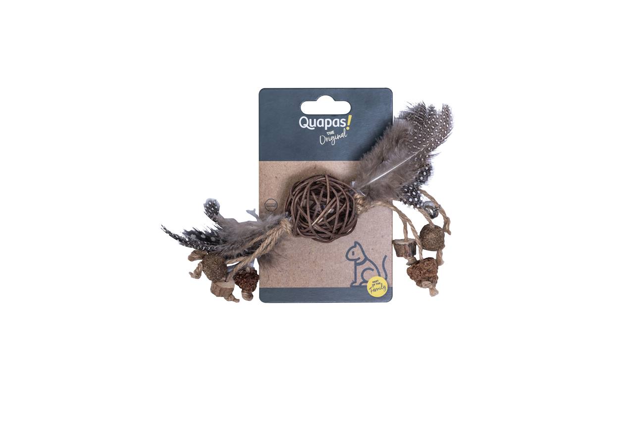 Quapas! Cat toy Rattan ball with feathers A