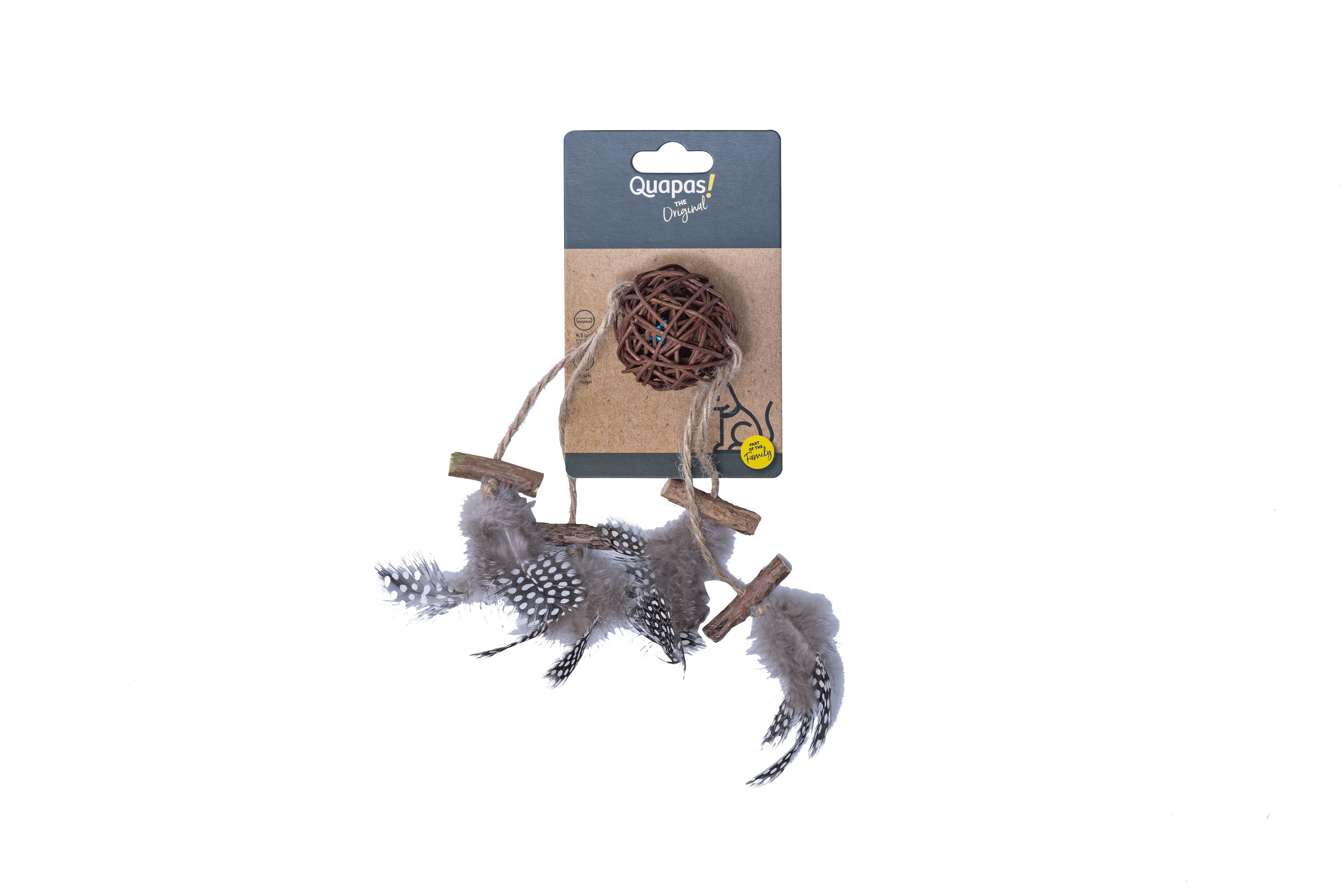 Quapas! Kattenspeeltje Rotan bal met veren B