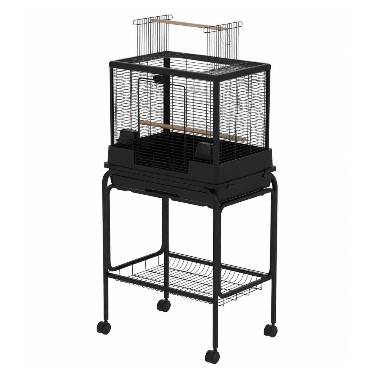 Vogelkooi Ceasar M Zwart met Standaard