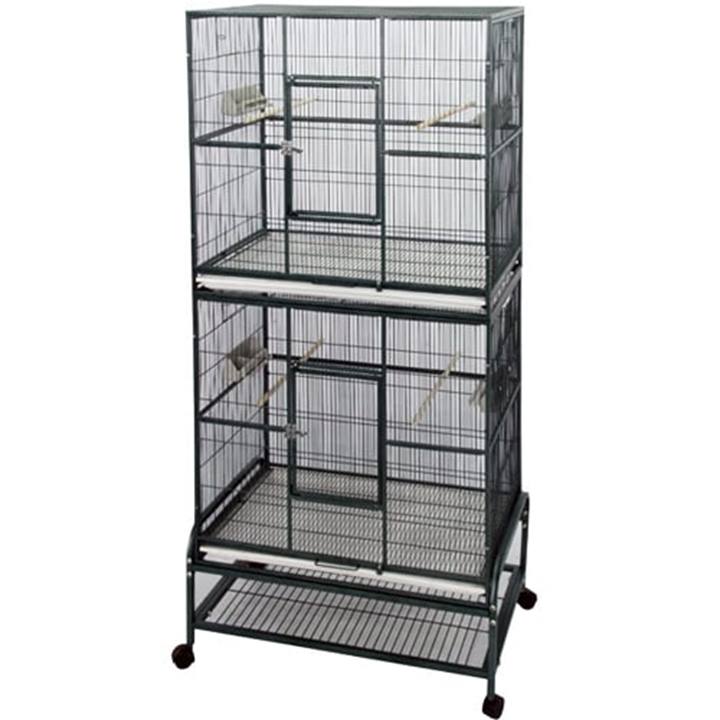 STRONG Vogelkäfig Kyra, 2-stöckig, silbergrau