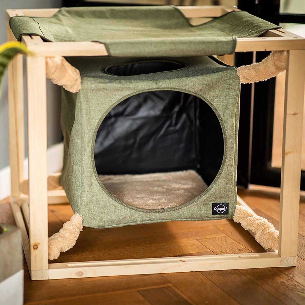 Quapas! Katzenwürfel mit Hängematte Grün
