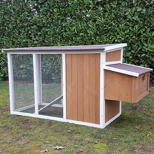 Kippenhok Mansion wit/bruin