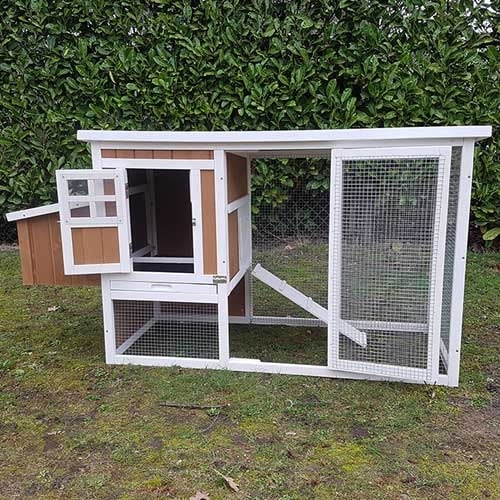 Kippenhok Mansion wit/bruin