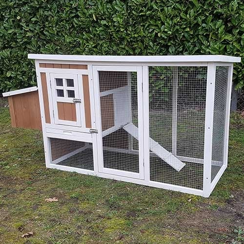 Kippenhok Mansion wit/bruin