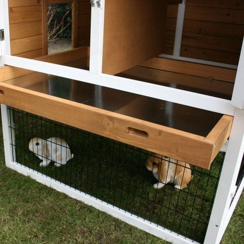 Konijnenhok Queens Castlel Bruin/Wit Duo met ren XL