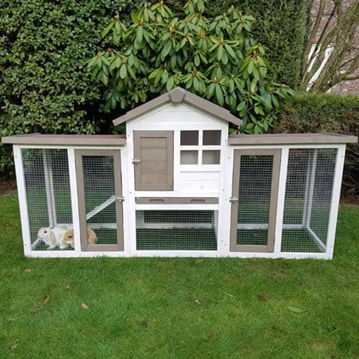 Konijnenhok Gerlos White/Brown met ren